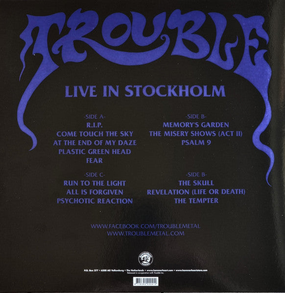 TROUBLE - Live in Stockholm 2-LP (Blue Transparent Vinyl)