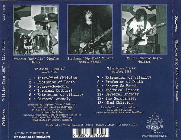 OBLIVEON – Oblivion Demo 1987 + Live Bonus CD