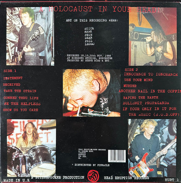 EXTREME NOISE TERROR – A Holocaust In Your Head LP (Black Vinyl) OG 1989