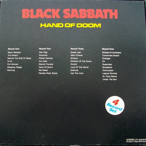 BLACK SABBATH - Hand Of Doom 4-LP (Black Vinyl) Boxset (1984 Press)