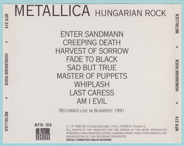 METALLICA  – Hungarian Rock CD OG 1992